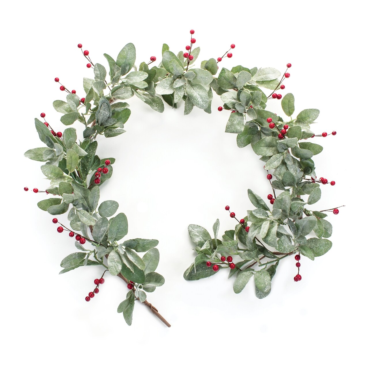 Melrose Set of 2 Frosted Mistletoe with Berries Artificial Christmas Garlands 5' x 9.5"